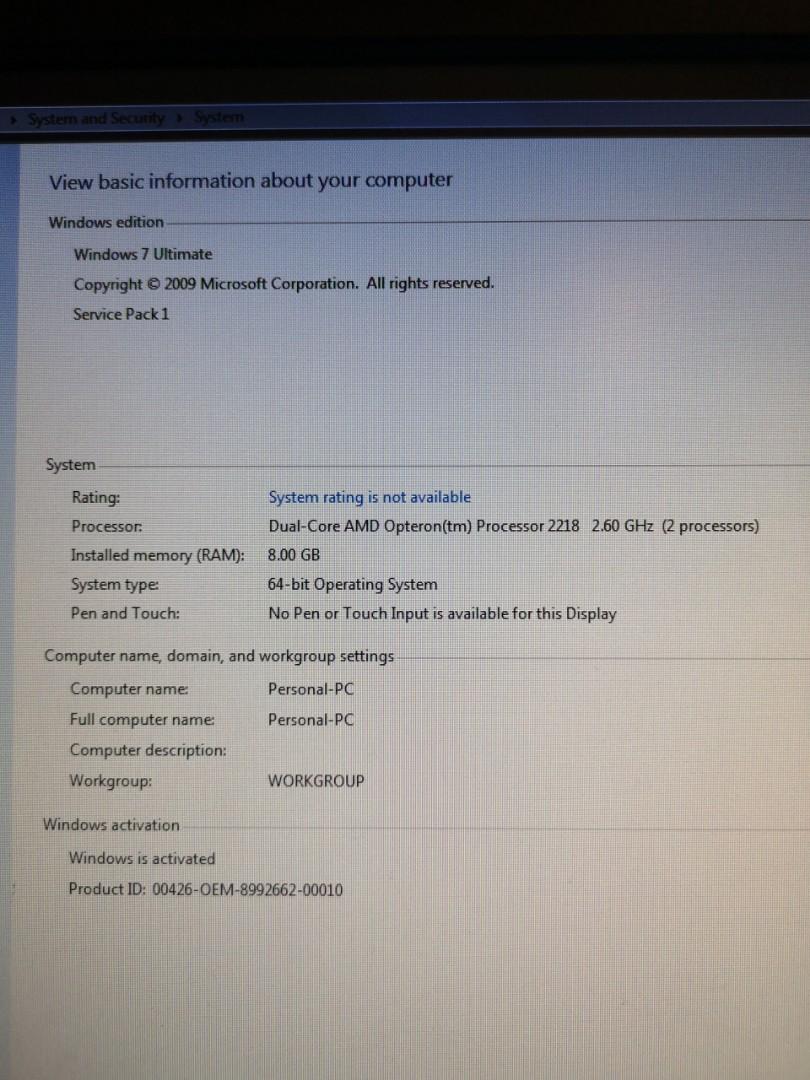 Windows7 Pro 64bit HP WorkStation XW4600 RV724AV Core2Duo E8600 ...