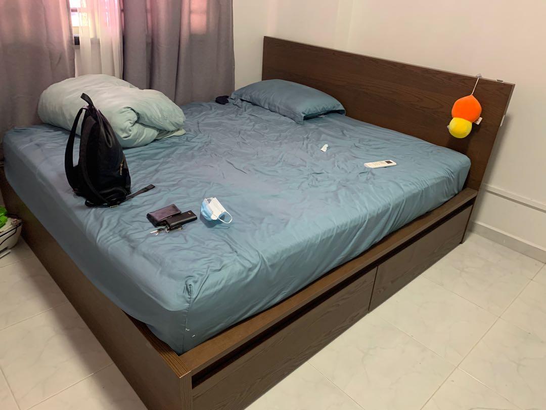 Ikea king size storage bed, Furniture & Home Living, Furniture, Bed