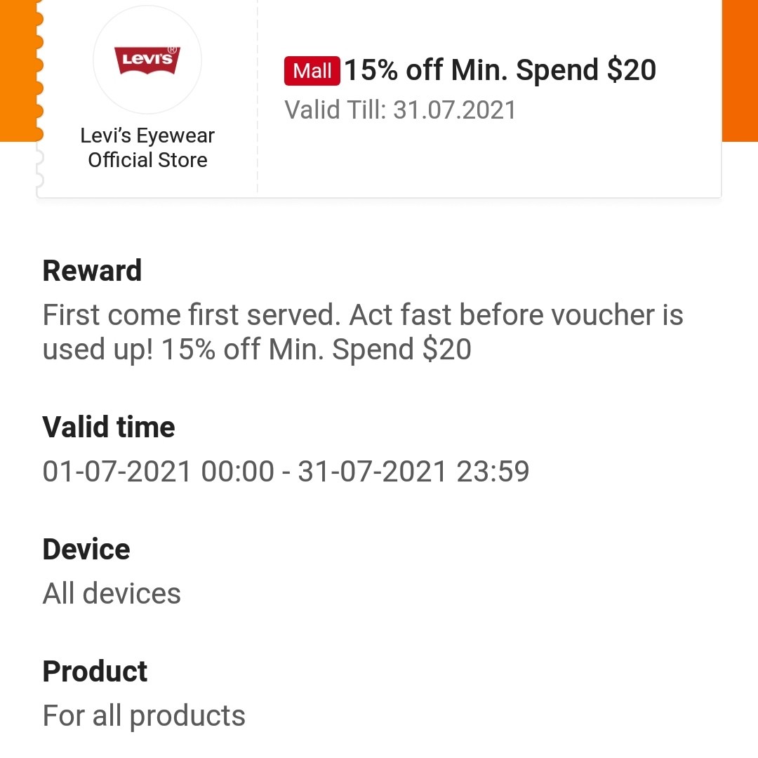 [FREE] Levi's Voucher Shopee, Tickets & Vouchers, Vouchers on Carousell