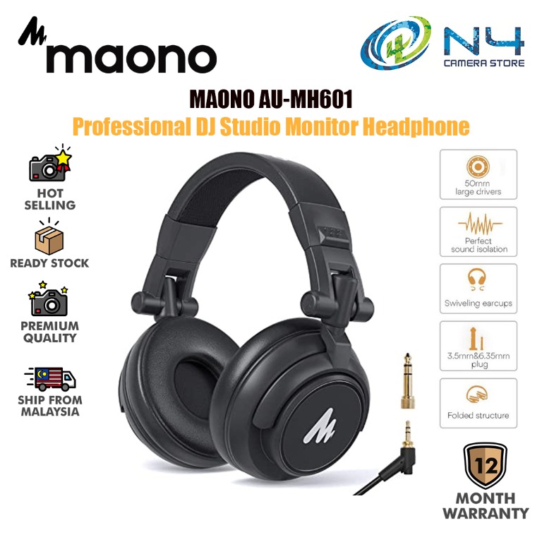 MAONO AU MH601 50MM Drivers Studio Headphones Over Ear Stereo Monitor Closed Back Headphones for Music DJ Podcast