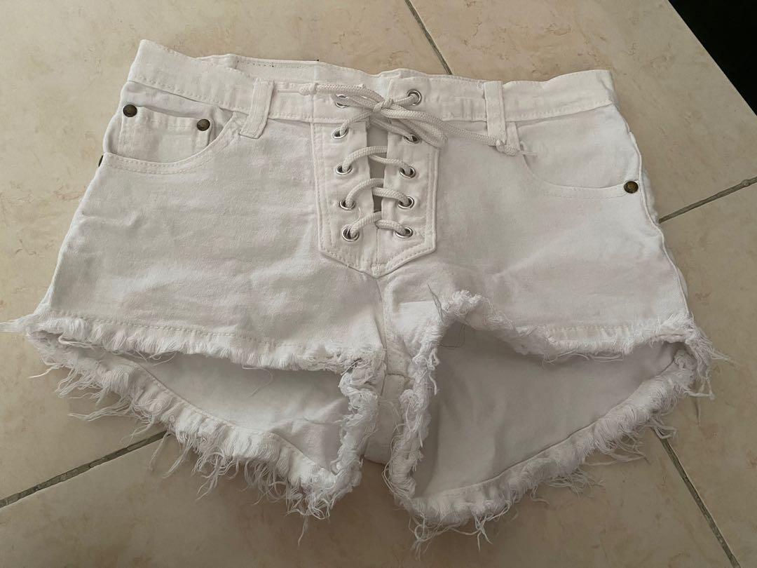 White tie top up shorts