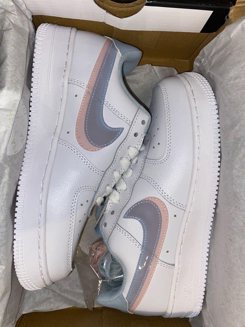 Nike air force 1 GS Double swoosh White Light Blue/Pink