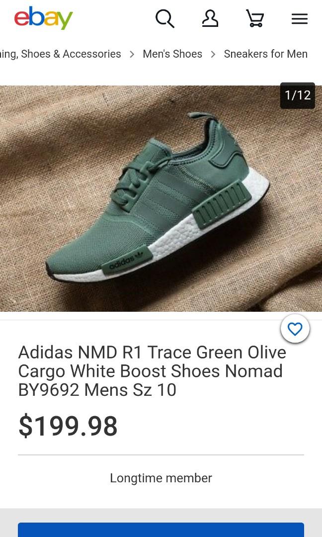 Original Adidas NMD R1 Trace Green Olive Cargo Boost Shoes Unisex