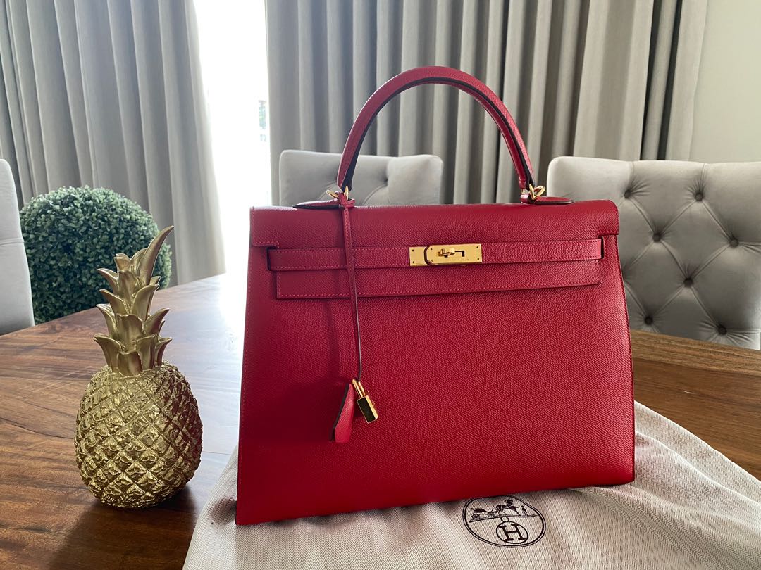 🔥Like New🔥Hermes Kelly 32 Epsom Sellier Rouge Casaque #Q, Seals On,  Luxury, Bags & Wallets on Carousell