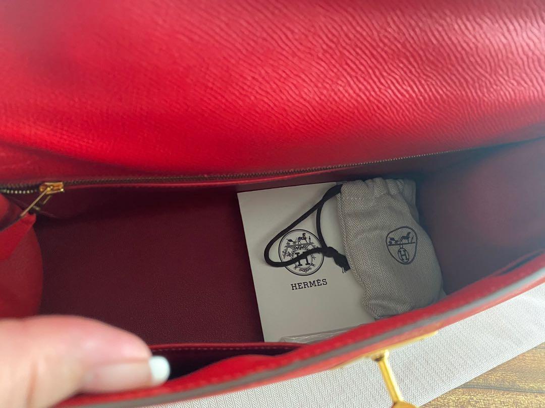 Hermes Kelly 35 Bag Epsom Stamp square R Q5 Rouge Casaque. – Votre Luxe