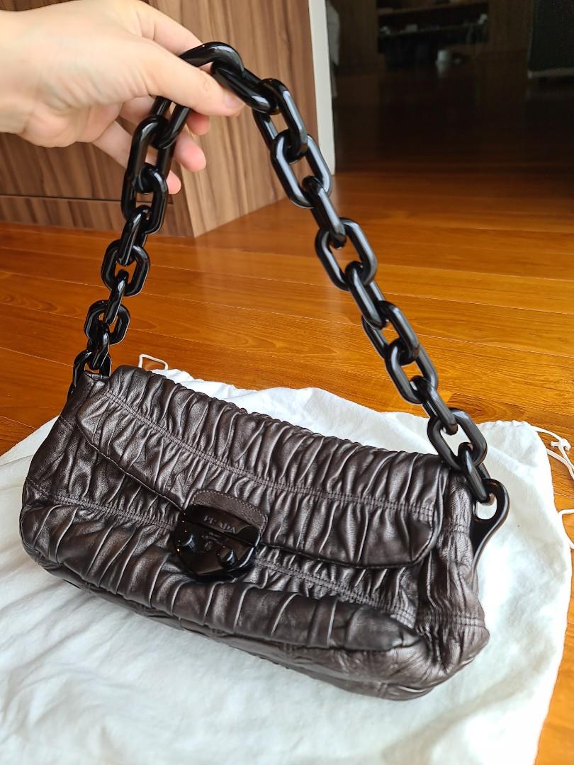 Prada gaufre leather shoulder bag