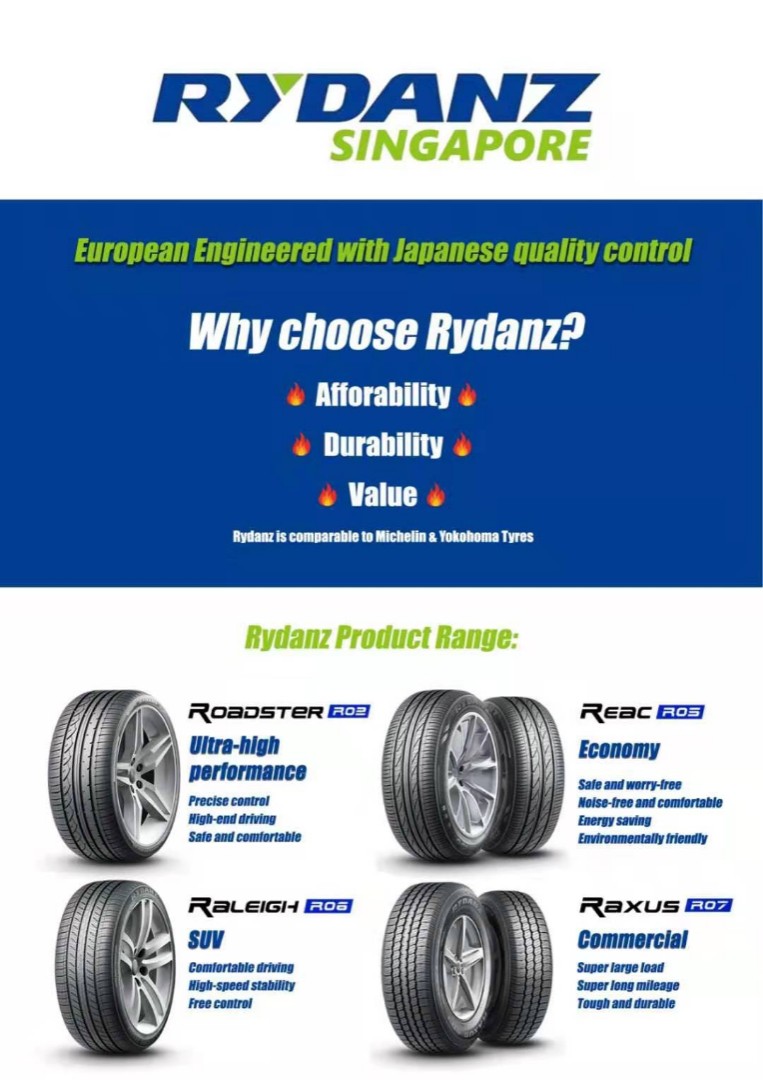 New Rydanz Tyre Sale, Car Accessories, Tyres & Rims on Carousell