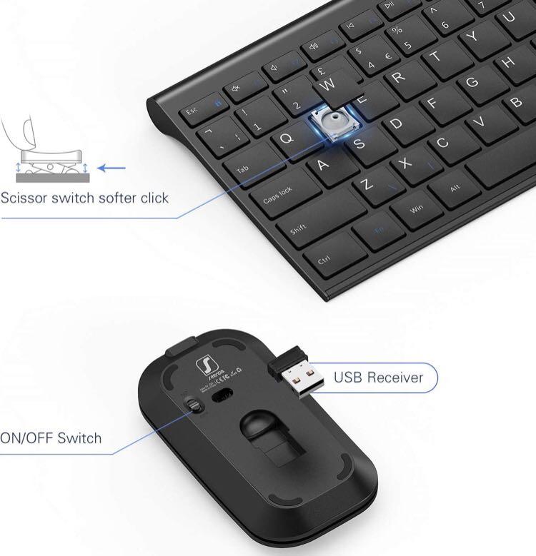 Seenda Wireless Keyboard And Ouse Set, 2.4G Rechargeable Ultra Sli - View #6