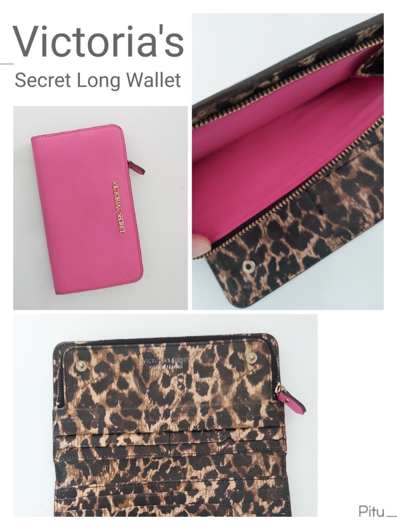 Victoria's Secret Hot Pink Leopard Long Wallet, Women's Fashion