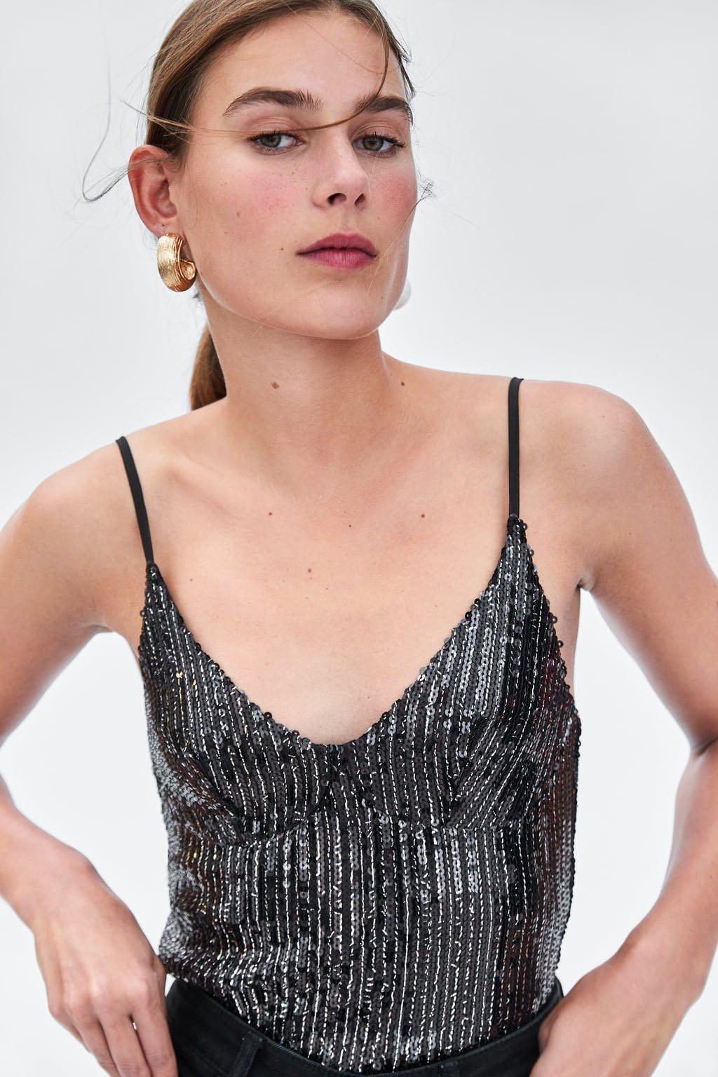 [SALE] Zara 2000s Going Out Sequin Cami, Women's Fashion, Tops