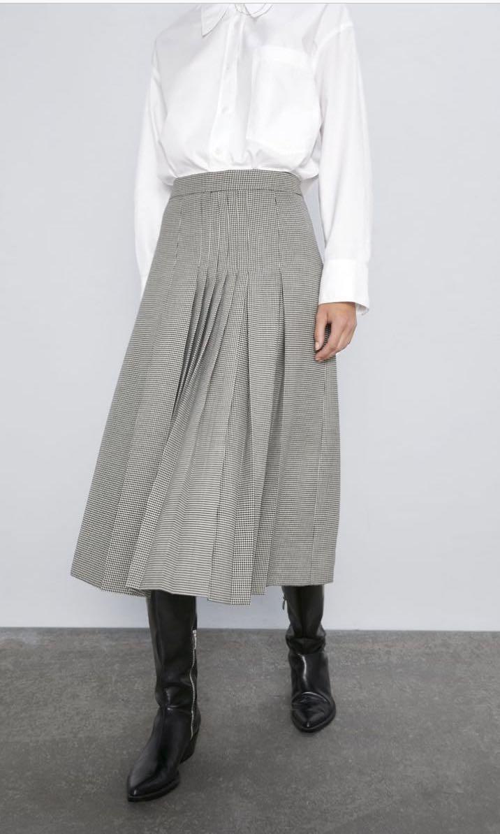 High waisted online pleated skirt zara