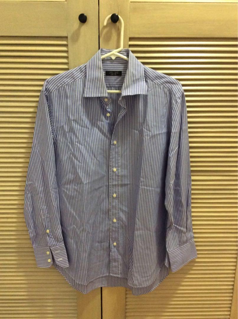 Zara man long sleeve shirt (Category: Formal Shirts) located in Quezon City. Submitted by redddtag (Listing ID 1103599335, Image 1). Description: Zara man long sleeve shirt Blue with white stripes In excellent condition No pic when worn No LBC COP Payment by BDO OR BPI FAMILY SAVINGS BANK .