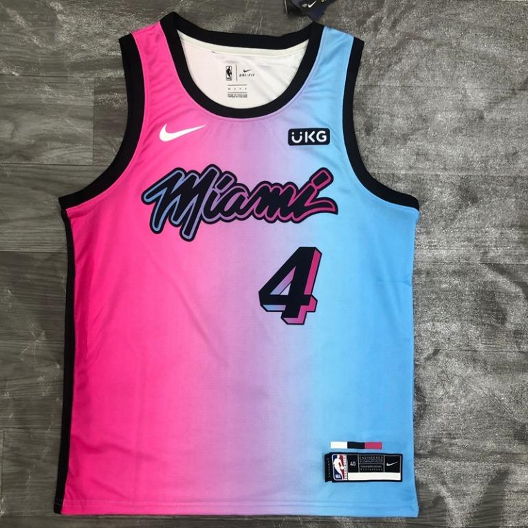 New Miami Heat WADE #3 City Edition Pink Blue Gradient Color S-XXL