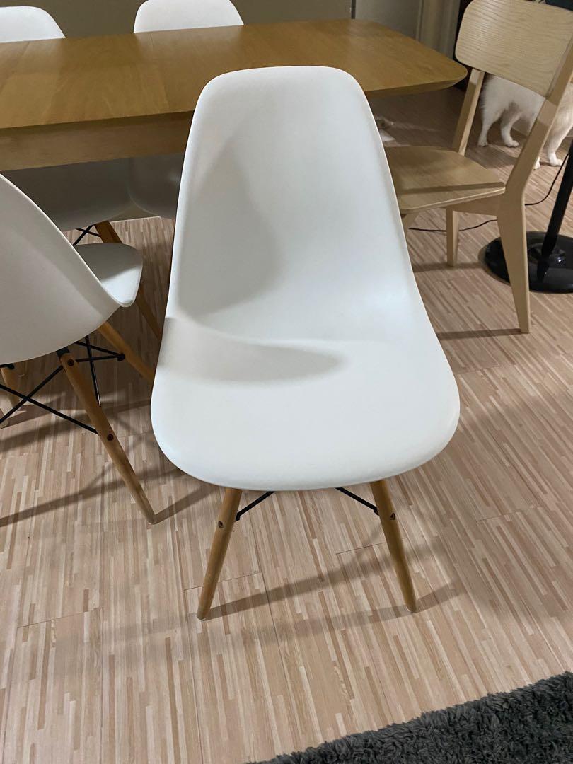 4 White dining chairs, Furniture & Home Living, Furniture, Chairs on