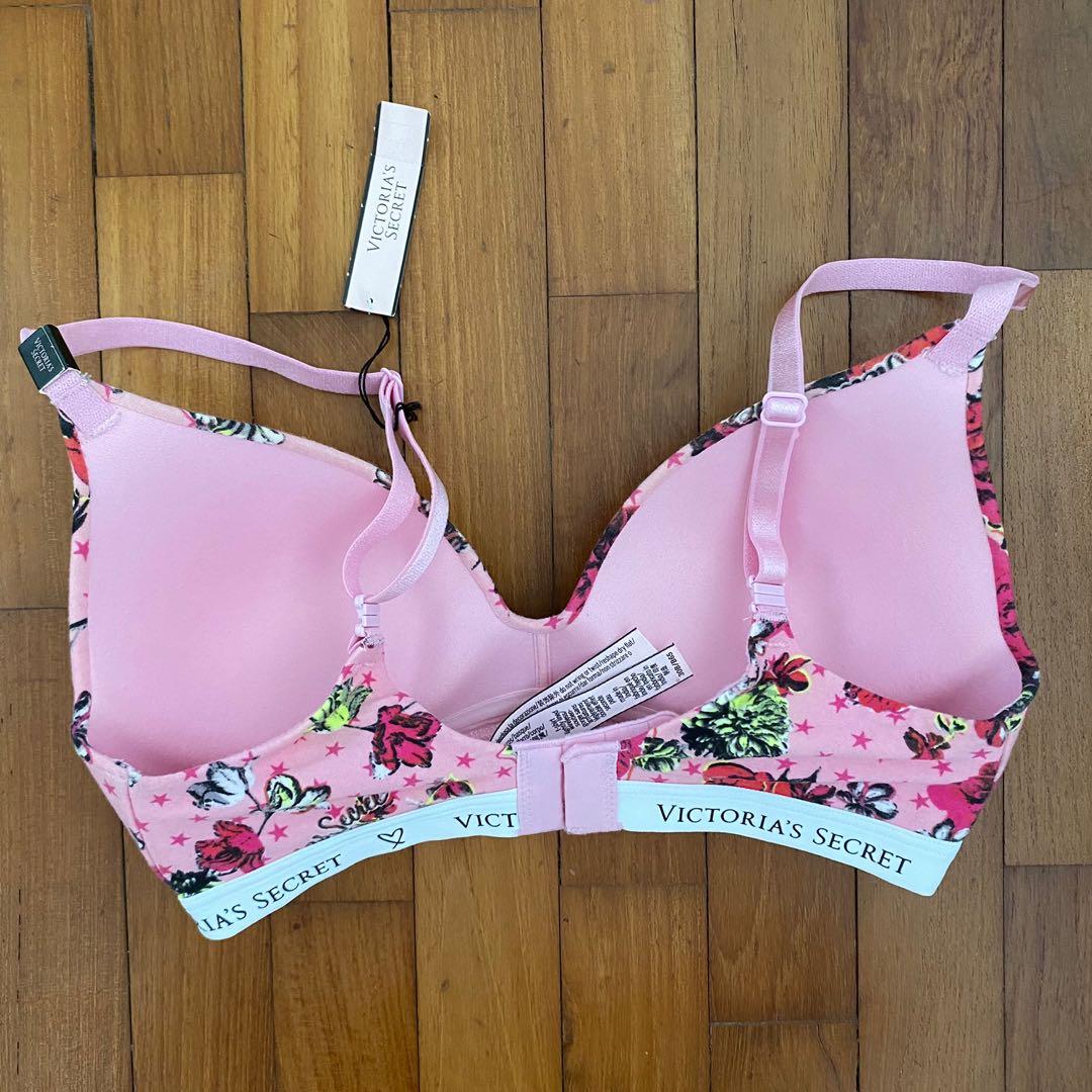 💙 Victoria Secret T-shirt Lightly Lined Wireless Bra in Pink Floral,  Women's Fashion, New Undergarments & Loungewear on Carousell