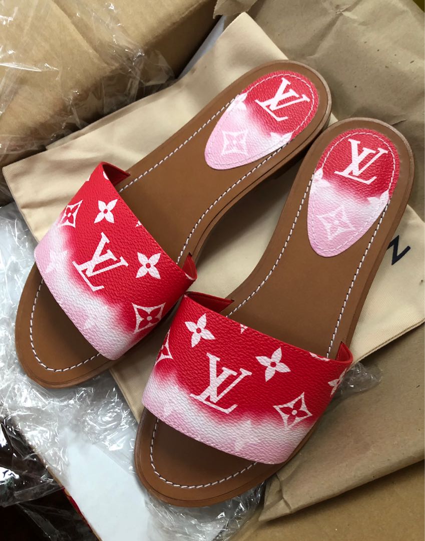 Louis Vuitton, Shoes, Size 8 Louis Vuitton Escale Womens Red White And  Pink Slides