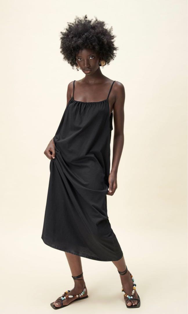 BNWT Zara Strappy Midi Dress in Black ...