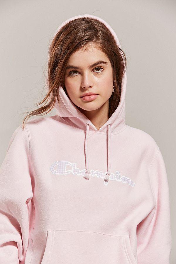 Pink plaid champion sweatshirt online