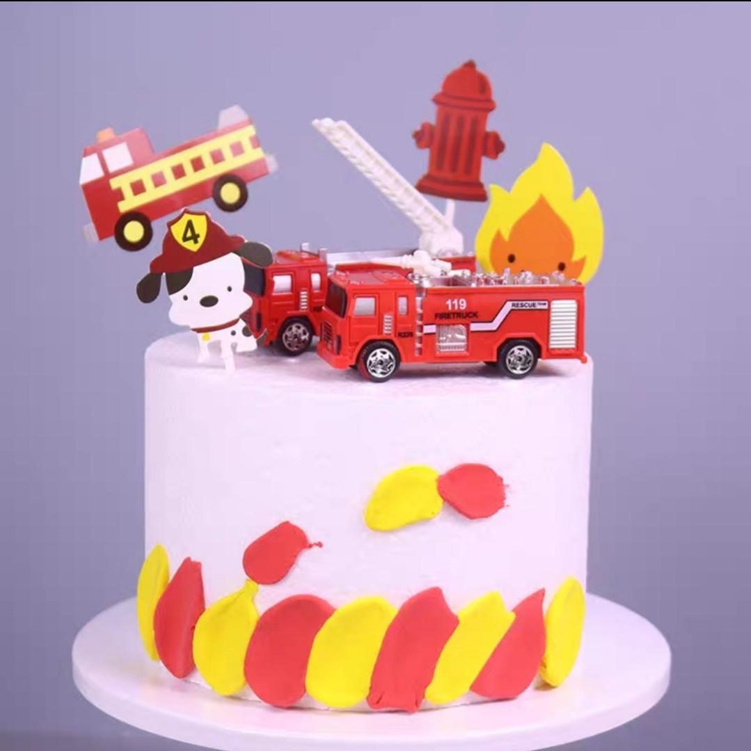 Amazon.com: Fire Truck Cake Topper Firefighter Cake Decoration Fireman  Themed Happy Birthday Cake Toppers,Truck Firefighter Figurines Cake Topper  for Fireman Theme Baby Shower birthday party Decoration(10PCS) : Grocery &  Gourmet Food