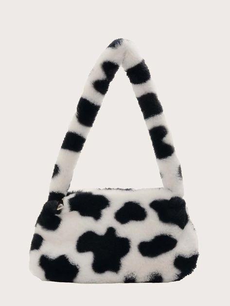 Fuzzy cow print purse online