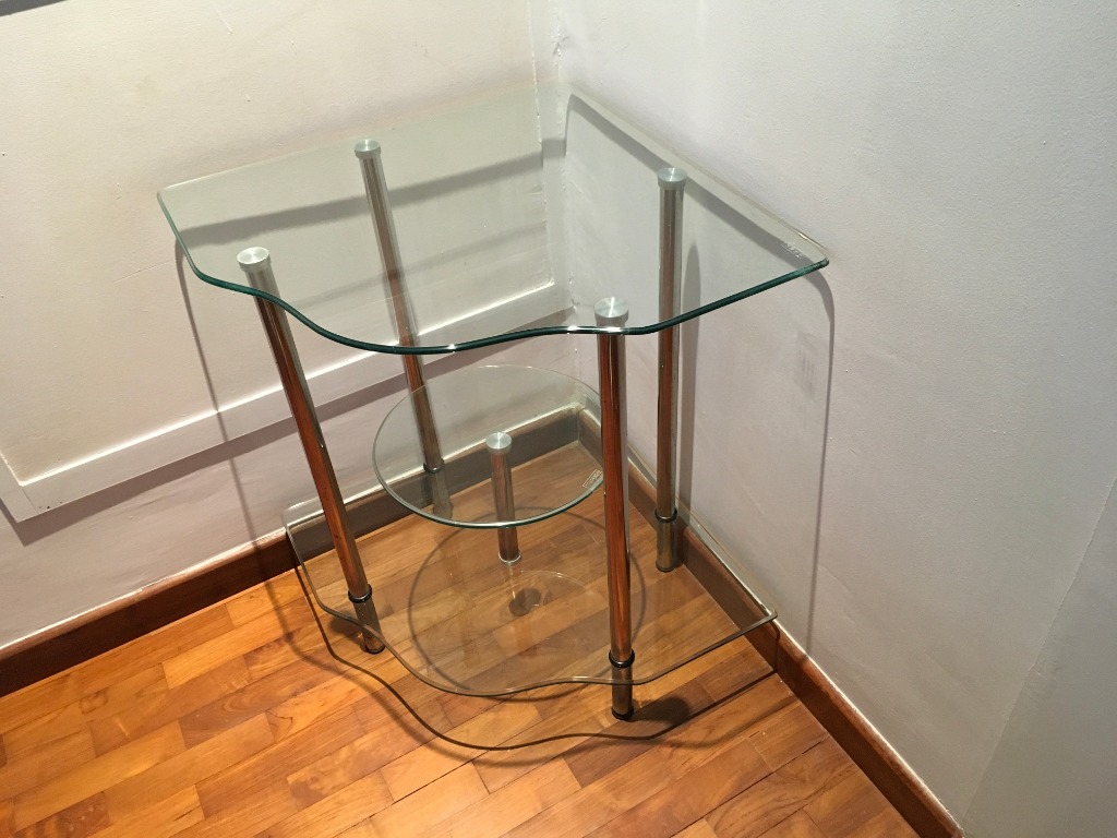 Glass Corner Table, Furniture & Home Living, Furniture, Tables & Sets