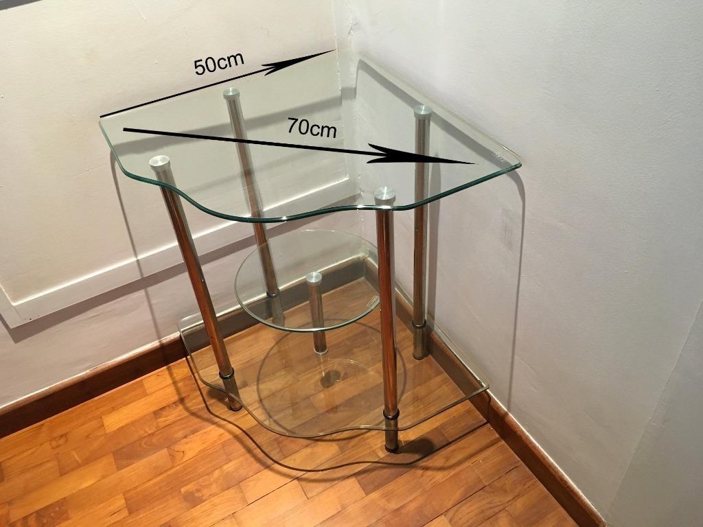 Glass corner best sale table