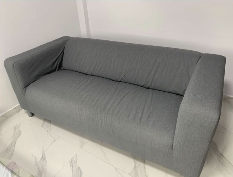 Grey fabric sofa IKEA klippan, Furniture & Home Living, Furniture