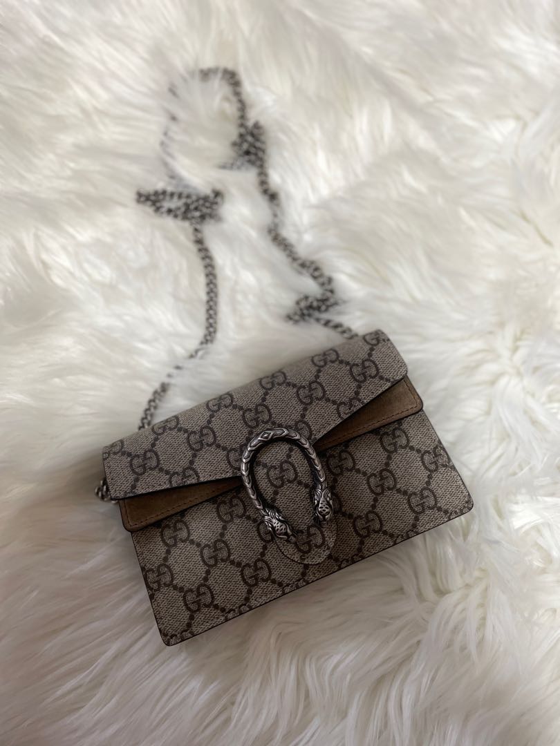 GUCCI Dionysus super mini printed coated-canvas and suede shoulder bag