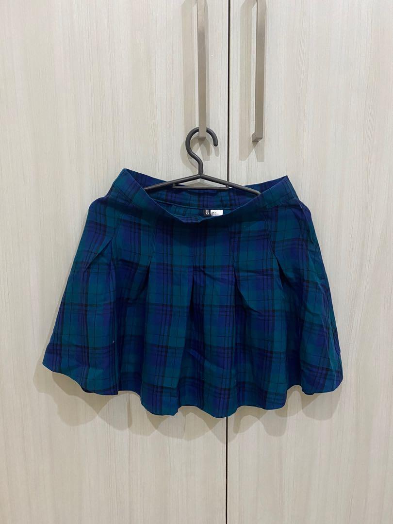 Blue plaid 2025 skirt h&m