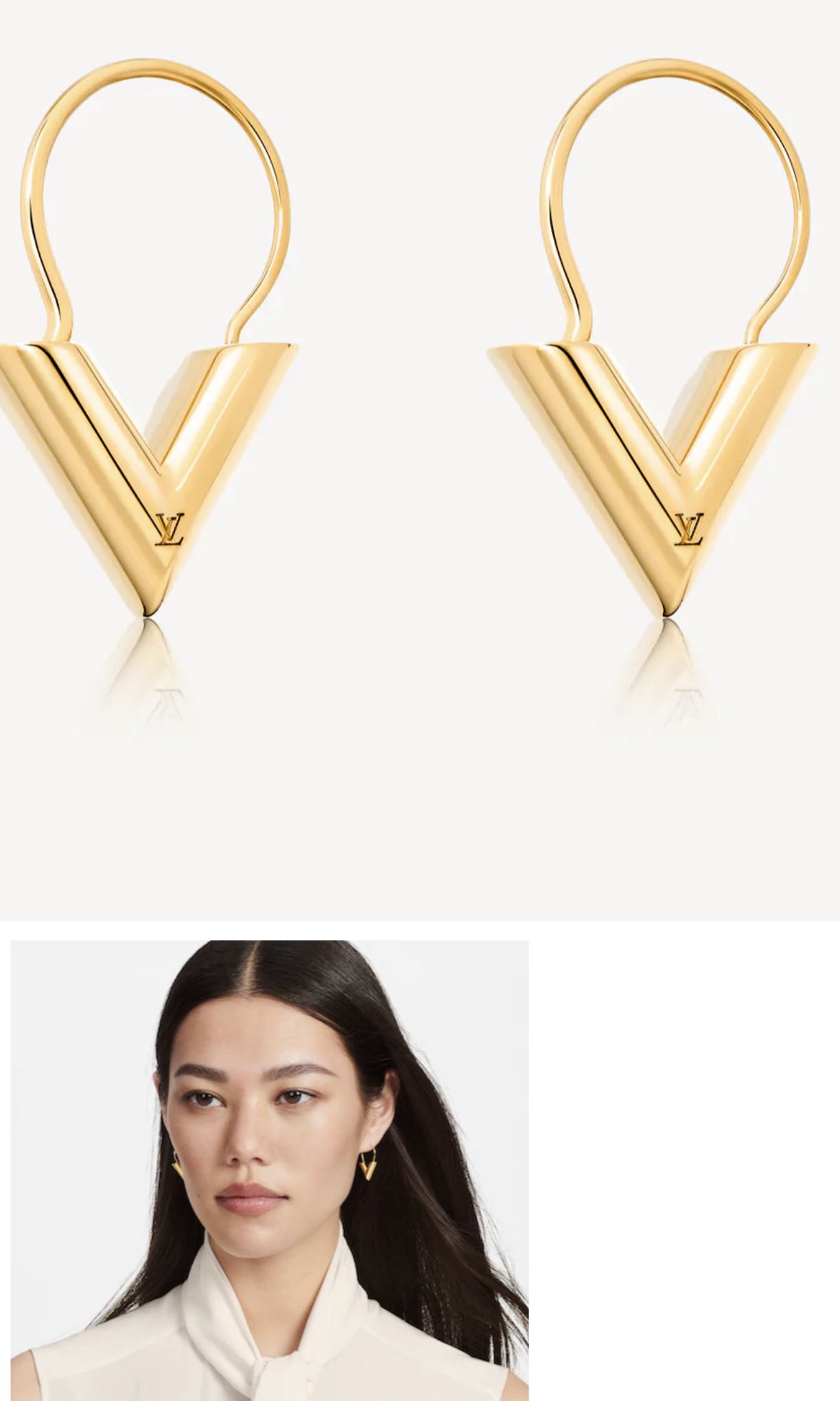 Shop Louis Vuitton Essential V Hoop Earrings (M61088) by Ravie