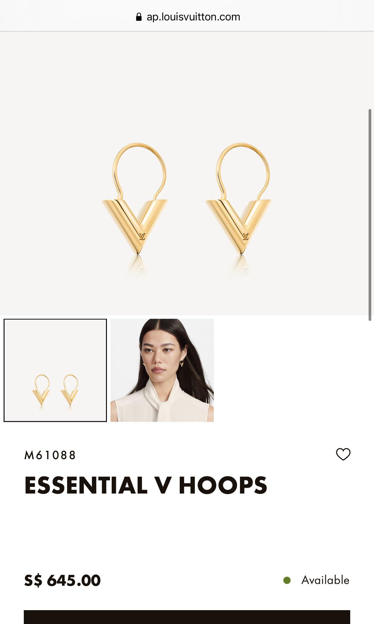 Louis Vuitton Essential V Hoop Earrings  Rent Louis Vuitton jewelry for  $55/month