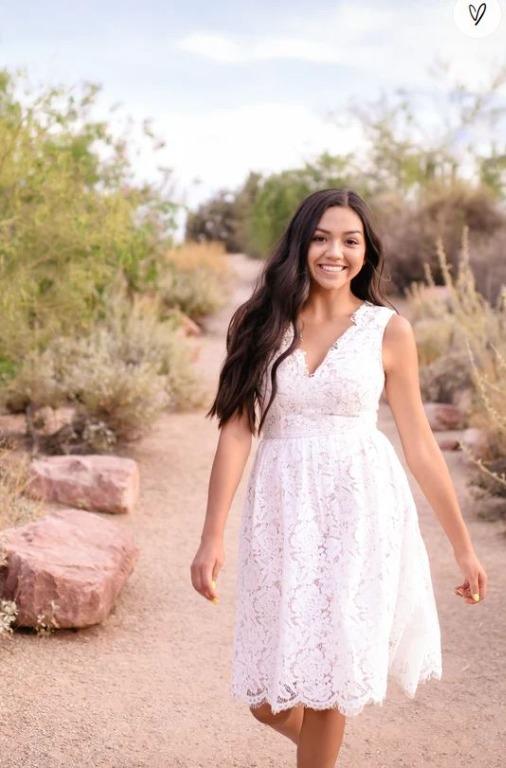 Lulu s Love Swept White Lace Midi Skater Dress
