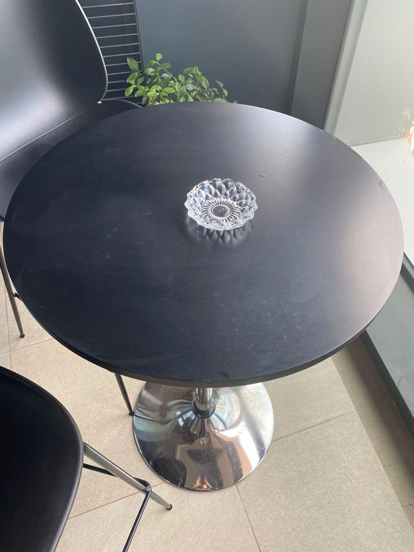 Outdoor high bar table + 2 chairs (black), Furniture & Home Living, Outdoor Furniture on Carousell
