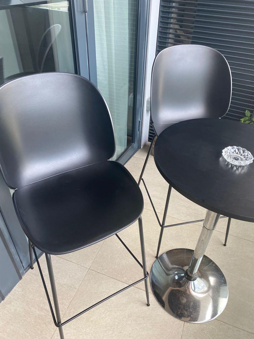 Outdoor high bar table + 2 chairs (black), Furniture & Home Living, Outdoor Furniture on Carousell