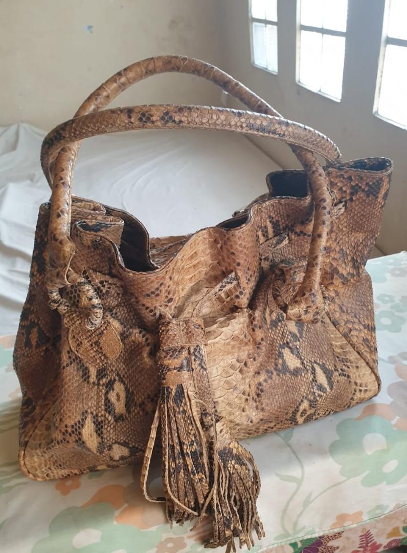 Phyton Snake Skin Bag, Fesyen Wanita, Tas & Dompet di Carousell