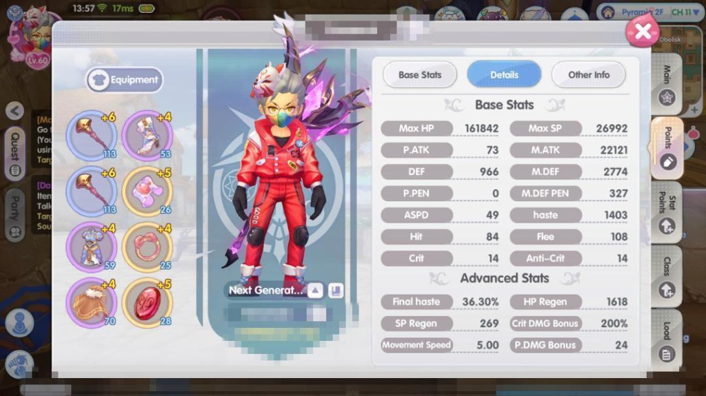 Ragnarok X High Wizard, M.atk 22k, awakened shadow equipment