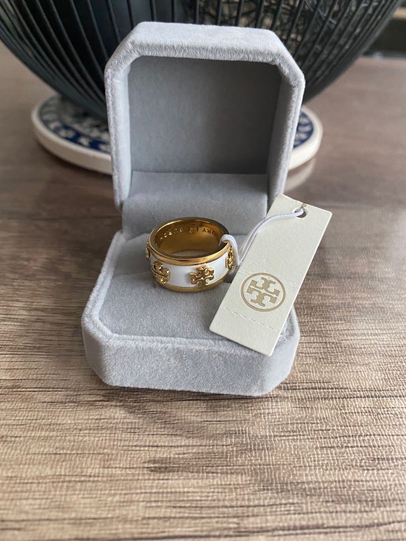 Authentic Tory Burch Gold-Toned White Ring - Size 7 (Left Last Piece!),  Luxury, Accessories on Carousell
