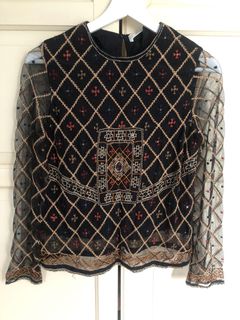 Zara黑色繡花上衣64220304556162110