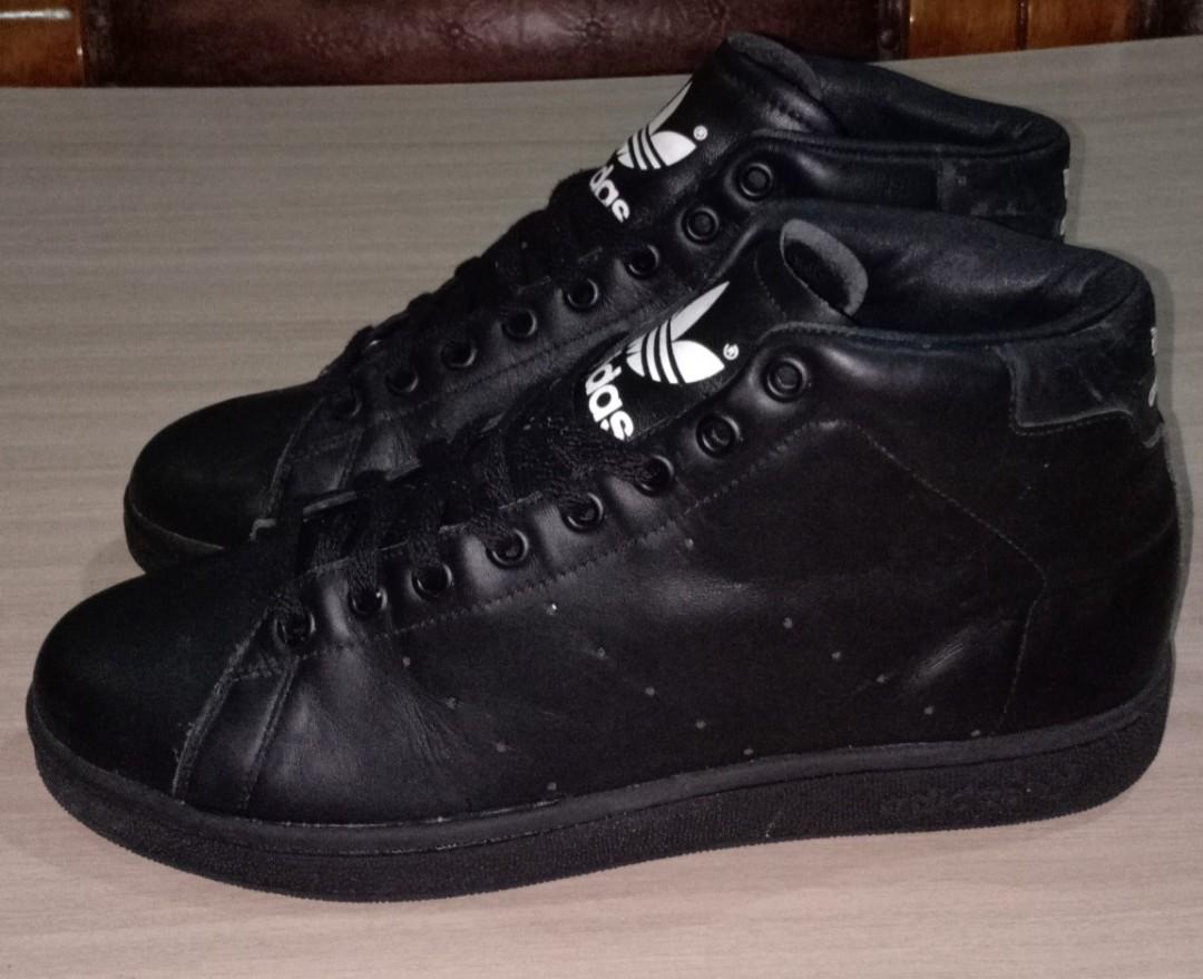 9uk Rm78 Vintage 2003 Original Adidas Stan Smith Midcut Triple Black Leather Men s Fashion Footwear Sneakers on Carousell