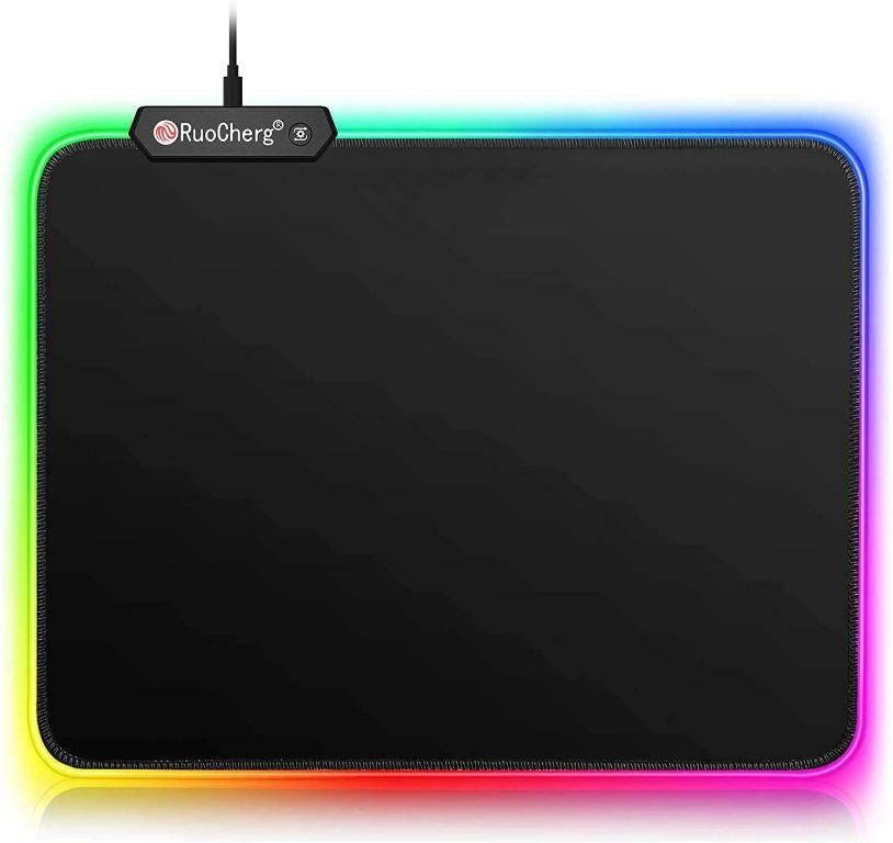 𝐅𝐑𝐄𝐄 𝐃𝐄𝐋𝐈𝐕𝐄𝐑𝐘 Ruocherg Gaming Mouse Mat With Rgb Lighting 7 Led Colours 10 Lighting Modes Usb Gaming Mouse Mat Non Slip Mat For Computer Professional Gamers 250 X 300 Computers Tech Parts