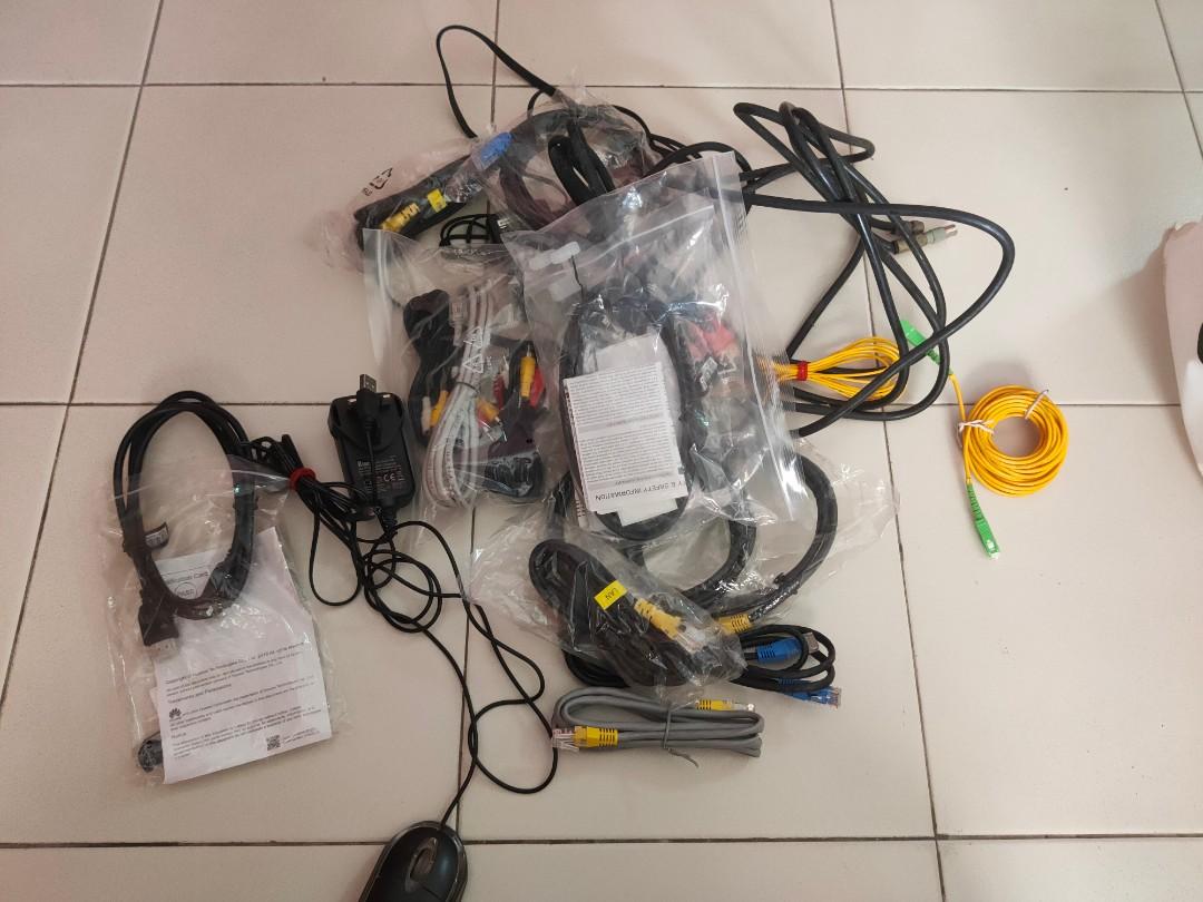 Assorted cables (Category: Cables & Adaptors) located in Singapore. Submitted by theasylum (Listing ID 1098256463, Image 1). Description: Selling this whole lot of assorted cables (hdmi, lan, RCA, etc) that I found in my storeroom for $4. Most of them are unused.