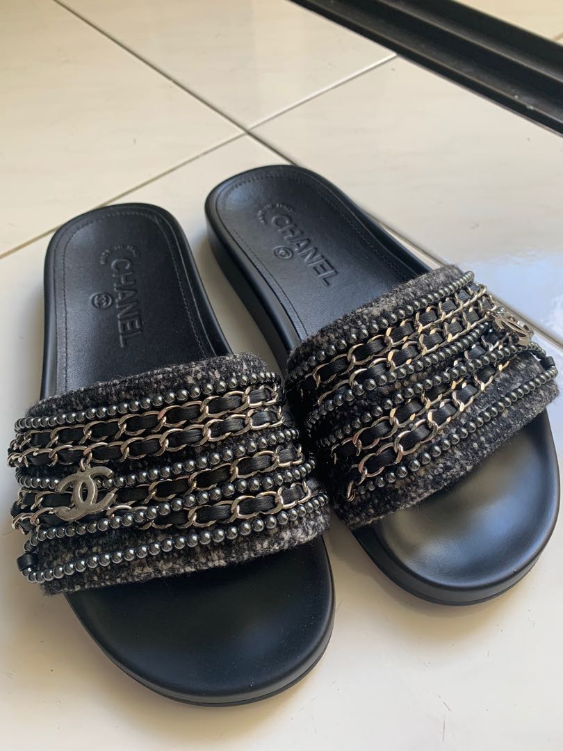 Authentic Chanel Chain Slides Size 36, Luxury, Sneakers & Footwear on ...