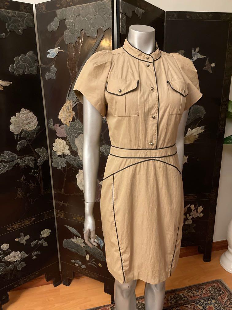 Beige work sales dress