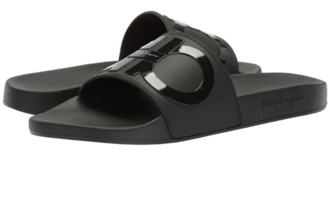 All black online ferragamo slides
