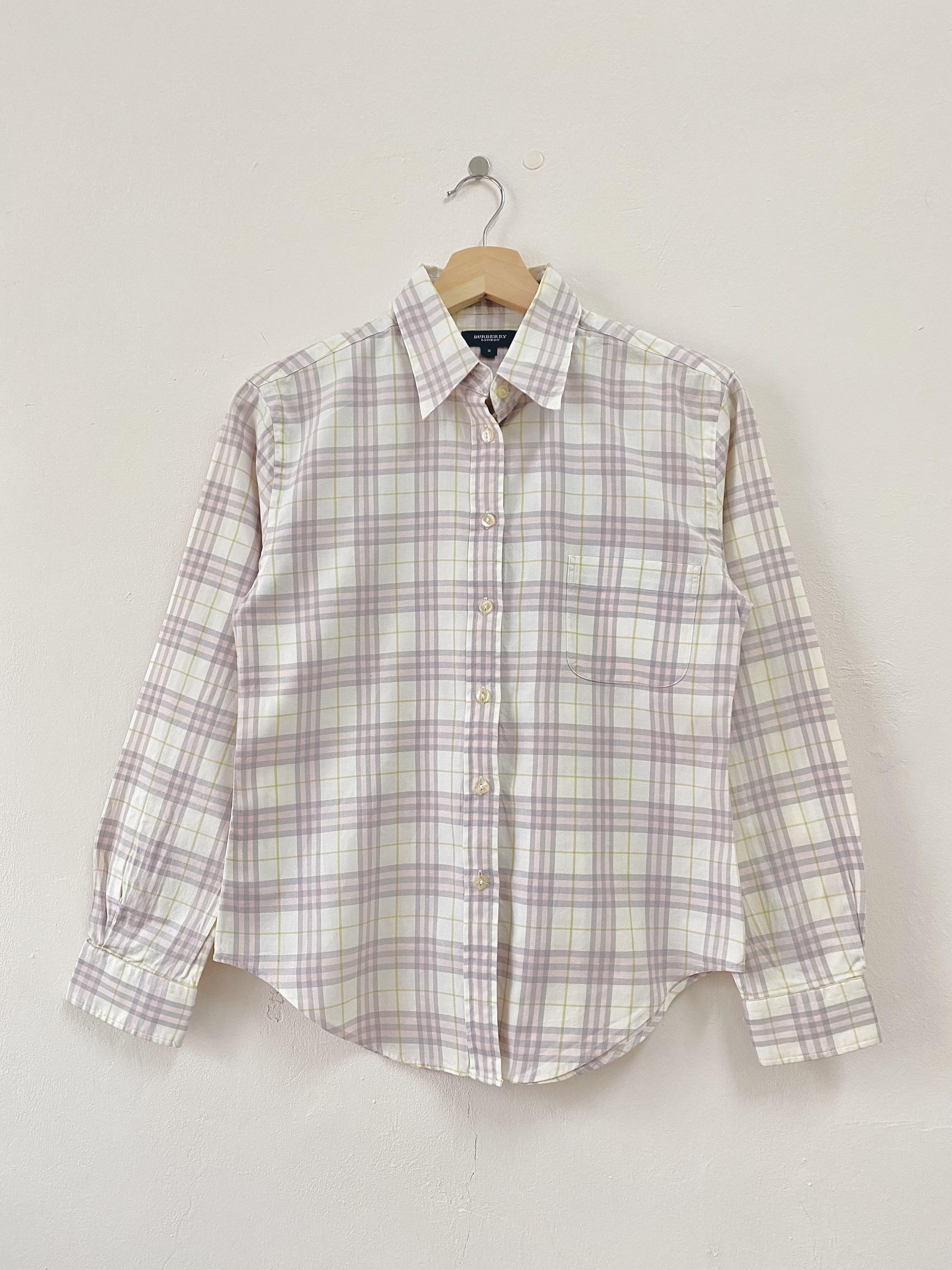 Pink burberry button up shirt top