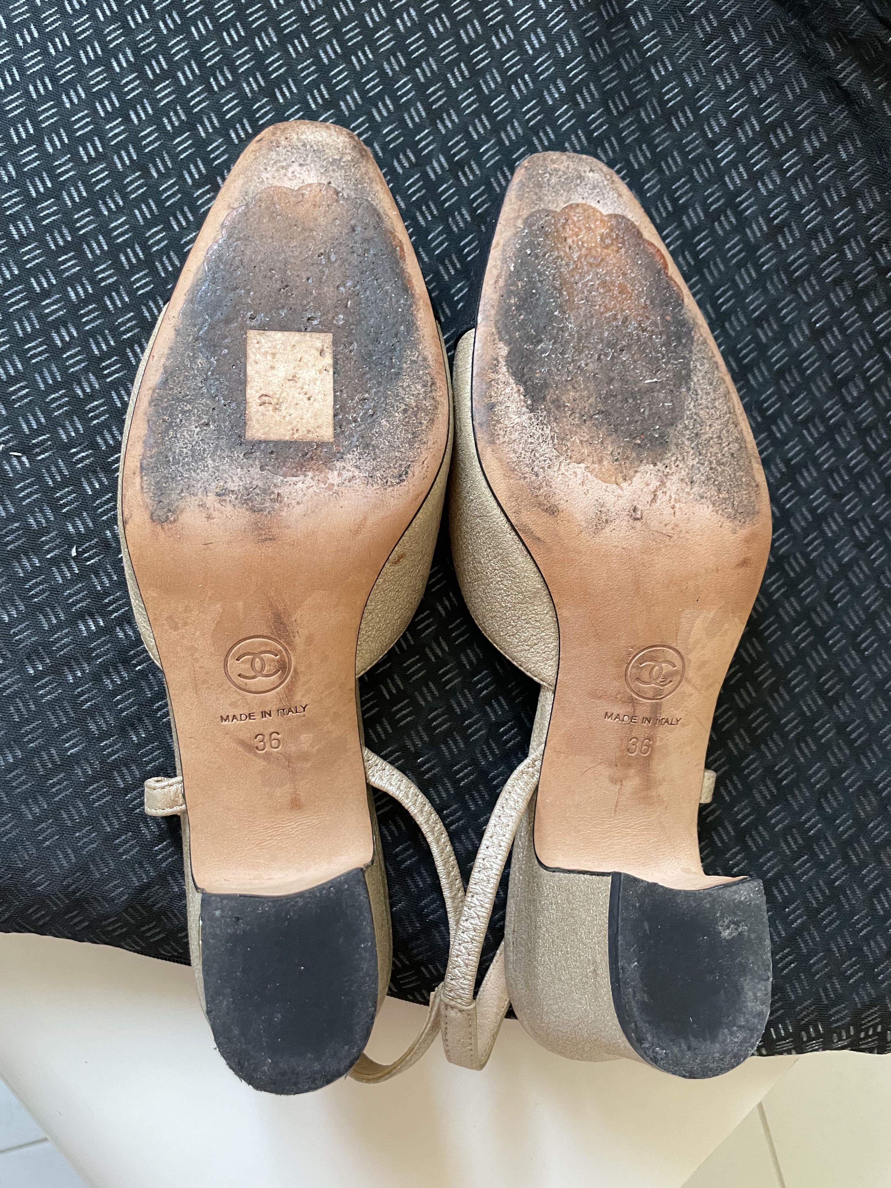 Slingback leather sandal Chanel Beige size 36 EU in Leather  22666720