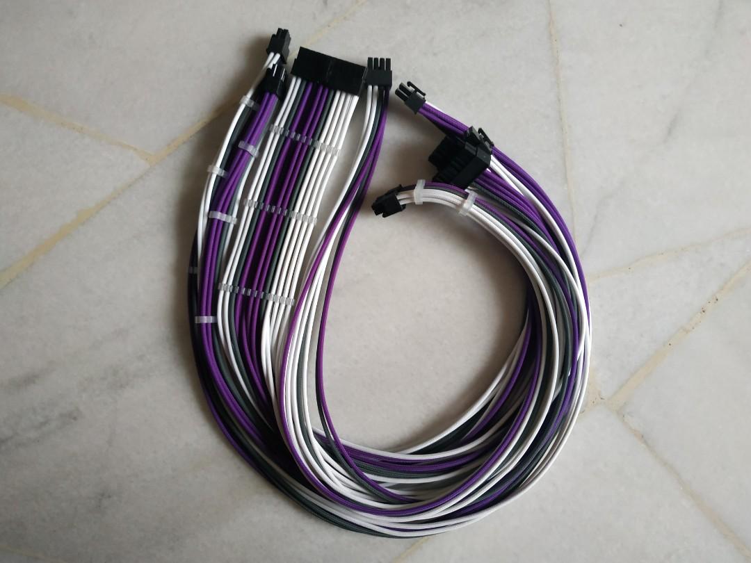 Custom Full-Length Sleeved Cable Kit for Corsair RM850X PSU, Computers & Tech, Parts & Accessories, Parts on Carousell