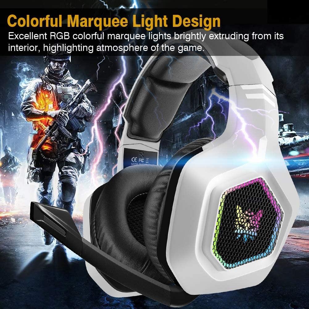 DIZA100 Gaming headset for PS5 PS4 Surround Stereo 3.5mm Gaming Headphones with Mic and RGB Light for PS4 Xbox One Nintendo Switch PC Laptop Mac