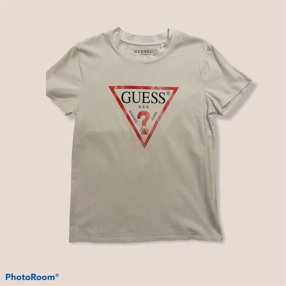 Guess White Tee Women s Fashion Tops Shirts on Carousell