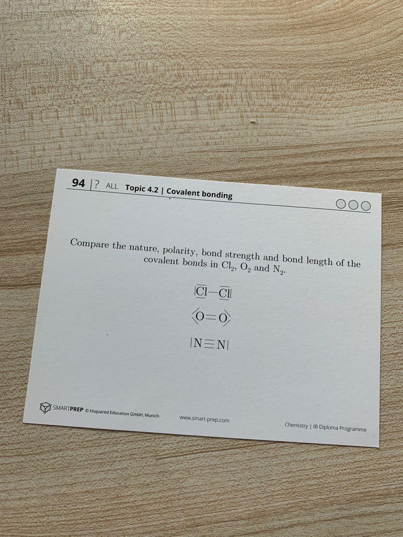 IB Chemistry HL SmartPrep Flashcards, 興趣及遊戲, 書本 & 文具, 教科書 Carousell
